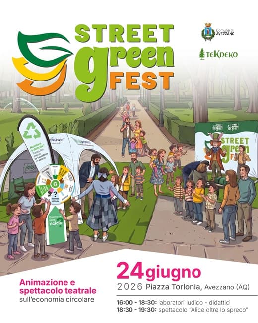 Street Green Fest ad Avezzano: giochi, laboratori e teatro per educare alla sostenibilità