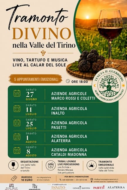 Tramonto Divino nella Valle del Tirino: degustazioni, tartufo e musica al tramonto