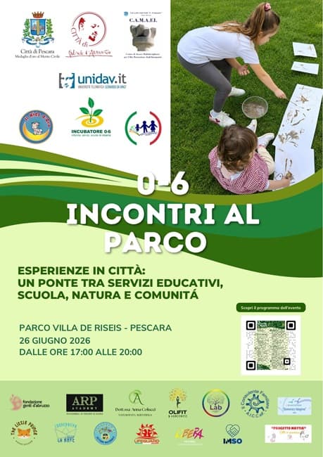 Incontri al Parco, a Pescara un pomeriggio di attività 0-6 anni a Villa de Riseis