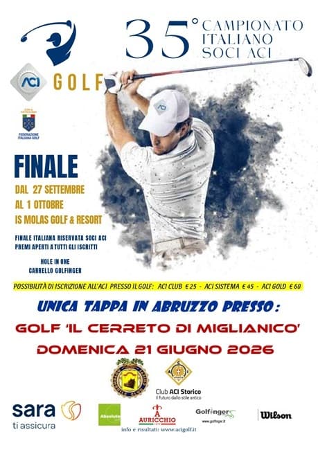 Aci Golf 2026. a Miglianico l’unica tappa abruzzese del campionato nazionale ACI