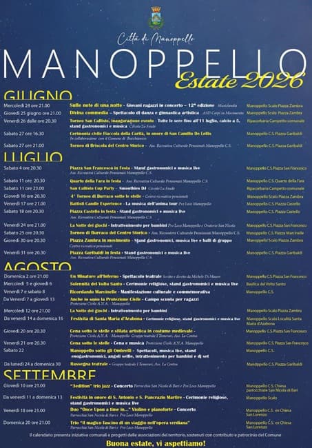 Manoppello sotto le Stelle 2026: eventi estivi, musica, tradizioni e spettacoli
