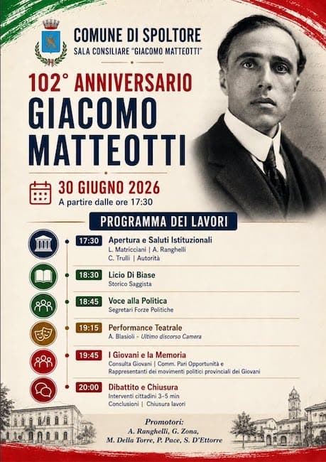 A 102 anni dal discorso di Matteotti, Spoltore convoca un Consiglio Comunale straordinario