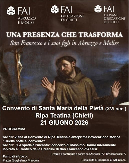 Ripa Teatina celebra gli 800 anni di San Francesco al Convento di Santa Maria della Pietà