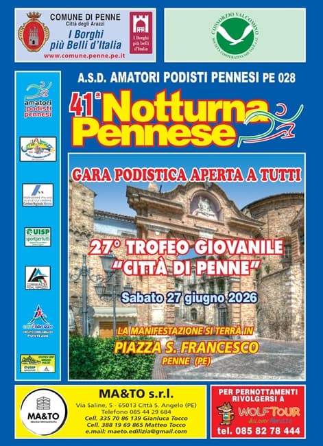 Notturna Pennese 2026: a Penne la 41ª edizione tra sport, giovani e tradizione